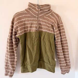 Kids' Brown and Green Patterned Sweater